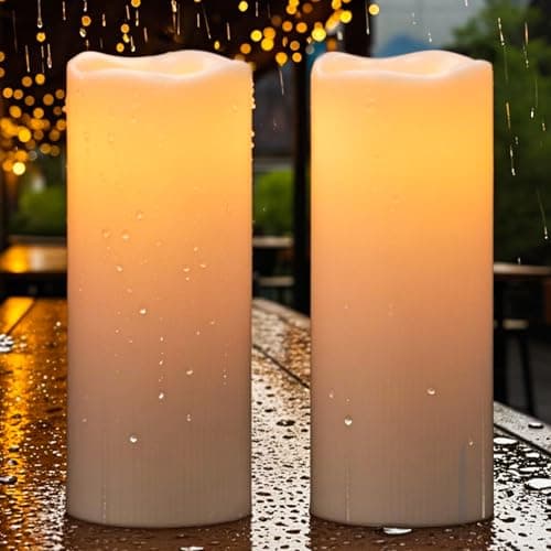 Image of Eldnacele Solar Powered Outdoor Waterproof LED Candles, Large Dusk to Dawn Flameless Solar Candles Flickering for Lantern Garden Camping Patio Home Decorations(4"x10", Set of 2)