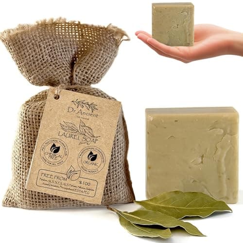 Image of Dr.Ancient Aleppo Laurel Soap Bar, Organic Soap Bars Handcrafted the Traditional Way, Natural Chemical-Free, Vegan, Used for Face Wash, Body Wash, Hand Cleansing and Daily Skin Care, Gentle Cleanser