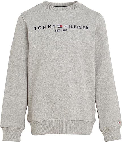 Image of Tommy Hilfiger Kids Unisex Essential Sweatshirt without Hood, Grey (Light Grey Heather), 14 Years