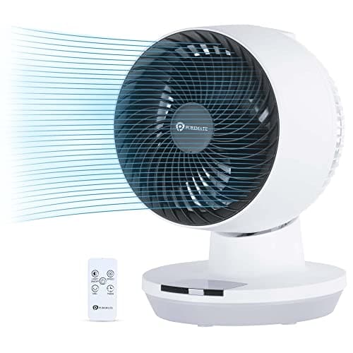 Image of PureMate 8-Inch Air Circulator Fan with Oscillation, 3 Speeds Setting and Timer, LED Display & Remote Control, Perfect for Desks, Bedrooms & Offices