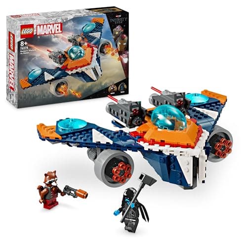 Image of LEGO Marvel Rocket’s Warbird vs. Ronan, Buildable Super Hero Spaceship Toy for Kids with Rocket Raccoon minifigure, Guardians of the Galaxy Gift for Boys and Girls Aged 8 and Over 76278