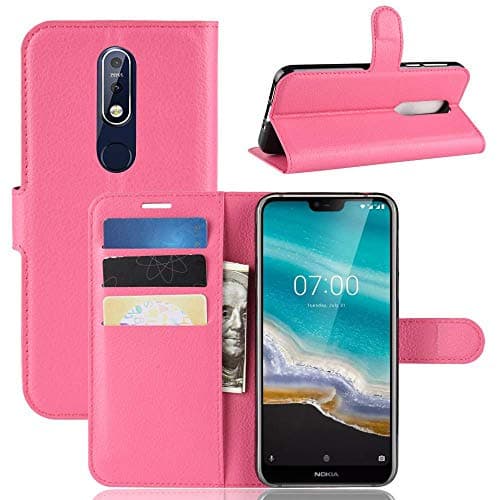 Image of Nokia 7.1 Case, Nokia 7.1 Leather Case, Premium PU Leather Wallet Case, [Card Holder] [ID Holder] [Book Case] [Pu Leather] [Drop Proof] Slim Flip Folio Protective Phone Cover for Nokia 7 2018 (PINK)