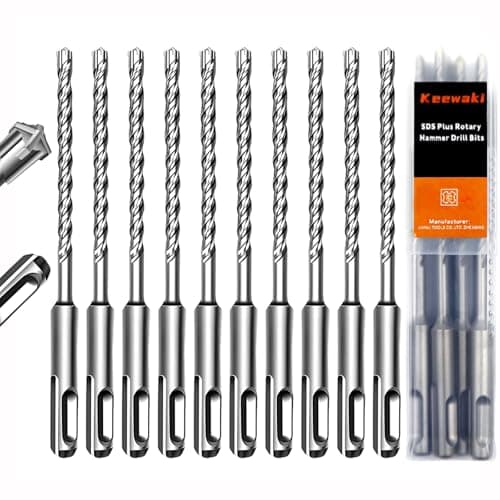 Image of Keewaki 10 Pack 5.5mm x160mm SDS Plus Rotary Hammer Drill Bits Set, Cross Carbide Tip, Heavy Duty Masonry Drill Bits for Concrete, Brick Hammer Drill Bits - Concrete Drill Bit Set