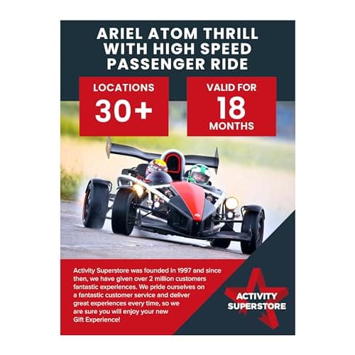 Image of Activity Superstore Ariel Atom Thrill with High Speed Passenger Ride Gift Experience Voucher, Driving Experience Days, Gift For Dad, Birthday Gifts, Car Gifts, Track Days