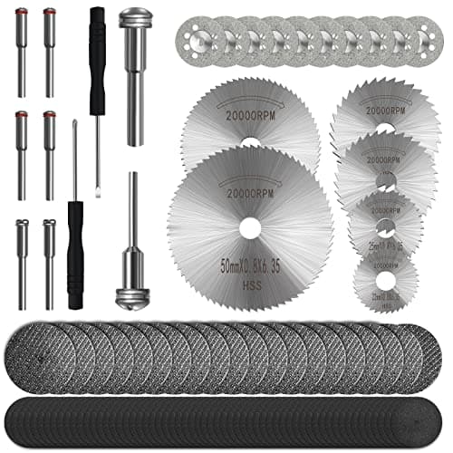 Image of Cutting Discs Set for Rotary Tool Accessories 106PCS, HSS Circular Saw Blades, Resin Cutting Discs, 545 Diamond Cutting Wheel, Mesh Resin Cutting Wheel with Mandrels and Screwdrivers