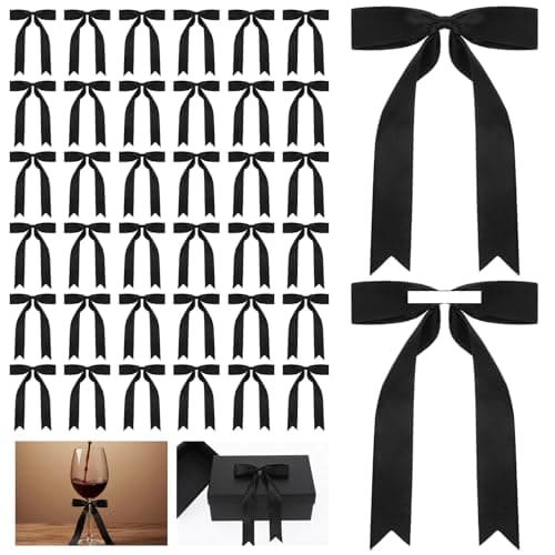 Image of 30PCS Black Bow for Gift Wraping - Self-Adhesive Ribbon Bows for Crafts, Mini Tie Bows Decor for Party Favors DIY Cake Wedding Baby Shower Birthday