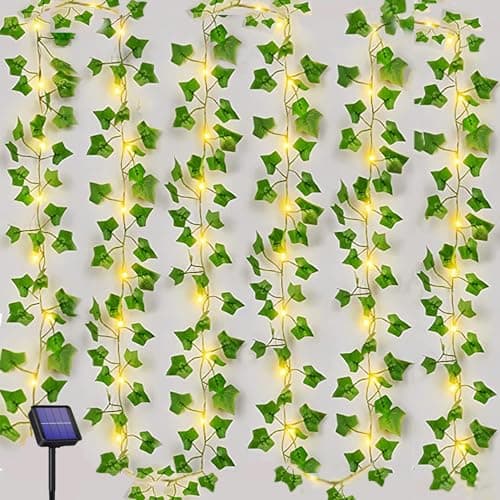 Image of Joysing Solar String Lights 10M 100 LED Vines with Fairy Lights Solar Powered, 8 Modes Artificial Ivy Waterproof Ivy Fairy Lights Ivy Garland Artificial with Lights for Bedroom Wall Wedding Garden