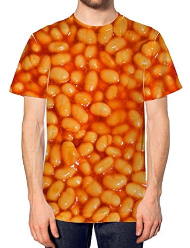 Image of Inct Baked Beans All Over Print T Shirt Top Men Breakfast Women (Medium - White)