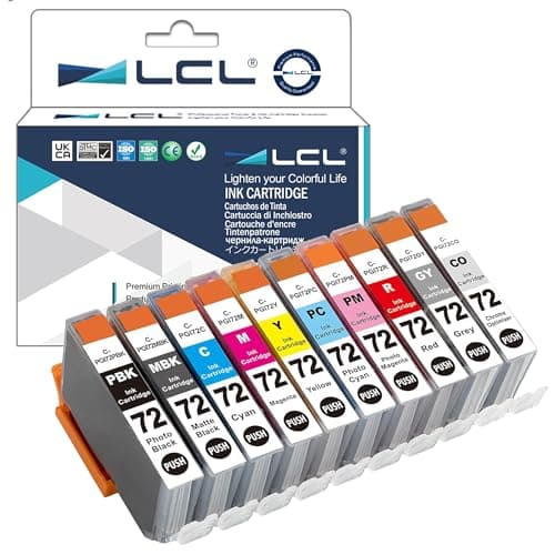 Image of LCL 6402B009 6403B007 PGI72 PGI-72 (10-PACK PBK MBK C M Y PC PM R GY CO ) Ink Cartridge Compatible for Canon PIXMA Pro-10 Pro-10s