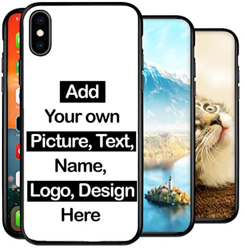 Image of Personalised Phone Case for iPhone X / XS, Add Your Text, Picture, Designs, Business Logo on Shockproof TPU Bumper back Cover Customised Gift idea for Birthday, Wedding, Anniversary, Special Moments