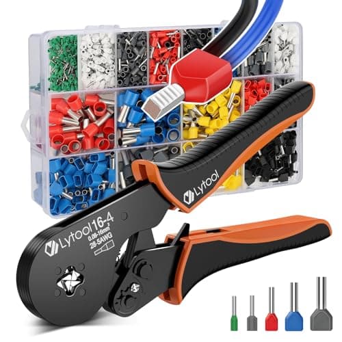 Image of Lytool 0.08-16mm² Ferrule Crimping Tool, Square Bootlace Ferrule Crimping Tool Kit Self-Adjustable Ratchet Ferrule Crimper Plier with 1200Pcs Single & Dual Wire Terminal