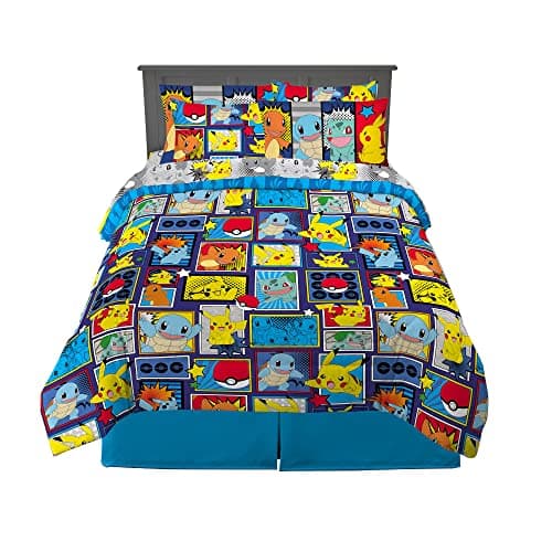 Image of Franco Pokemon Bedding Super Soft Comforter and Sheet Set with Sham, 7 Piece Full Size, (Official Licensed Product)
