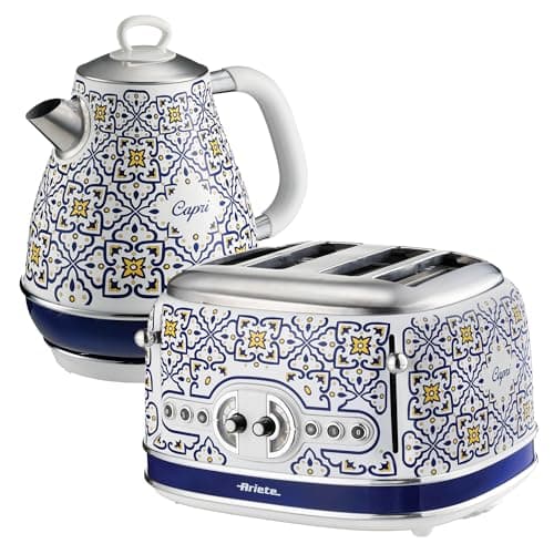 Image of Ariete Capri ARPK54 4-Slice Toaster & Kettle Bundle, 6 Browning Levels, Defrost & Reheat, Removable Crumb Tray, 1.7L Kettle with 360° Base, Water Level Indicator