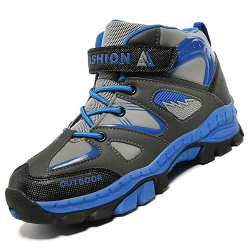 Image of Unitysow Boys Trekking & Hiking Footwear Kids Walking Boots Waterproof Trainers Running Shoes Outdoor Camping Climbing Shoes Junior Sneakers,Blue,4 UK