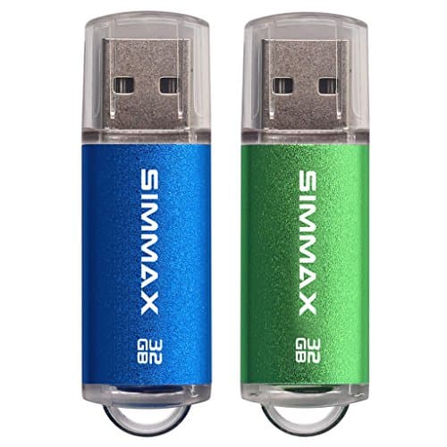 Image of Memory Stick 2 Pack 32GB USB 2.0 Flash Drives Thumb Drive Pen Drive by SIMMAX (32GB Blue Green)