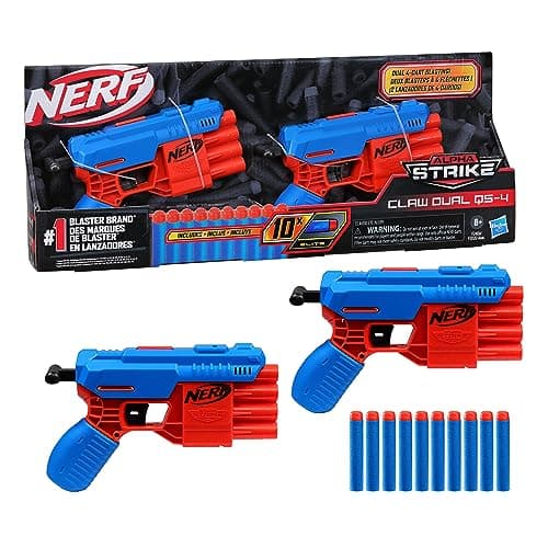Image of Nerf Alpha Strike Claw Dual QS-4 Blaster Set - Includes 2 Blasters and 10 Official Nerf Elite Darts - Each Blaster Fires 4 Darts in a Row
