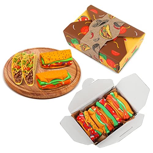 Image of Funny Taco Socks Box for Dad Men Teenage Boys - Fun Food Gifts Novelty Funky Cool Crazy Odd Silly Multipack Socks Fathers Day Easter Birthday Valentine Christmas Gifts Stocking Fillers(2 pairs)