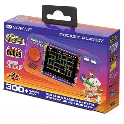 Image of My Arcade Data East Hits Mini Arcade Games Console - Pocket Player Table Top Arcade Machine, Portable Handheld Game, Retro Gaming Console, Mini Retro Games Machines for Kids & Adults