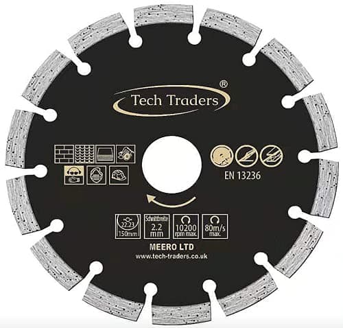 Image of Tech Traders Diamond Cutting Disc 150mm 6" x 22.2 mm, Saw Blade for Universal use Angle Grinder, Diamond Cutting Blade for Concrete, Stone, Brick