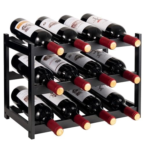 Image of woodluv 3-Tier Wooden Wine Rack, Wine Holder, Compact Wine Storage Stand, Wine Organizer for Kitchen, Bar, or Countertop, Stylish Wine Holder with Easy Assembly