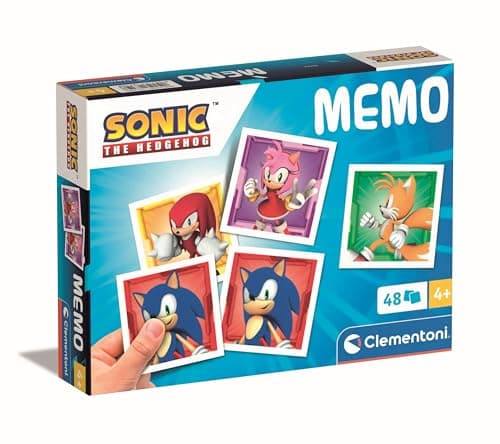 Image of Clementoni Educational Game Memo Pocket Sonic 48 Tiles - Game For Children 3-5 Years, Flash Card Games, Learning Logical Thinking, 2 Players, Gift For Boy/Girl, Cartoon, Made In Italy, 18312
