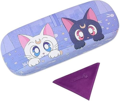 Image of PERFECTSIGHT Hard Shell Eyeglasses Case, Protective Glasses Case, PU Leather Eyeglass Case for Women Men Girls - Black+White Cat