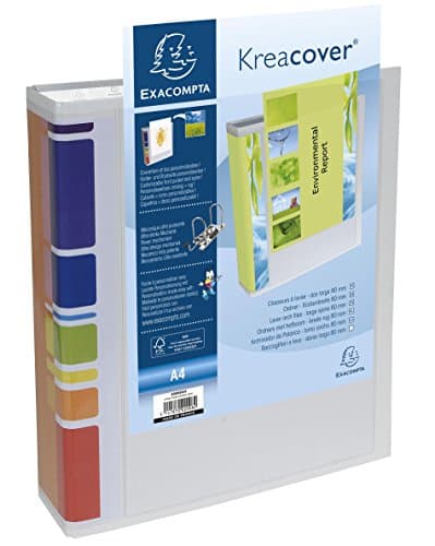 Image of Exacompta - Ref 200802H - Kreacover Collection - Prem'Touch Lever Arch File - 320 x 290mm in Size, Suitable for A4 Documents, Polypropylene, 2 Rings, 80mm Spine - White