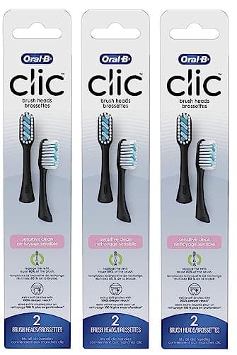 Image of Oral-B Clic Toothbrush Sensitive Clean Replacement Brush Heads, Black, 2 Count (Pack of 3)