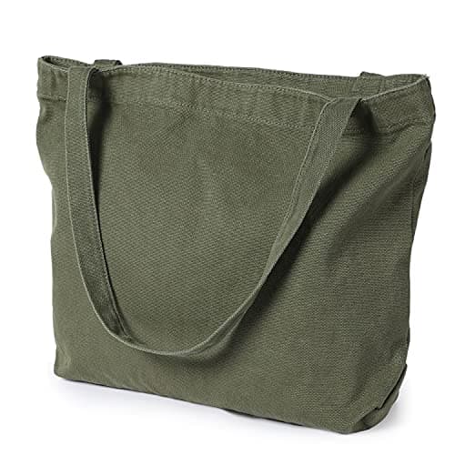 Image of Etercycle Women's Canvas Tote Bag, Casual Shoulder Bags Big Capacity Hobo Bags with Interior Pocket for School Shopping Work Travel (Green)