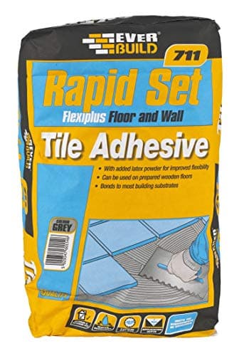 Image of Everbuild 711 TileSet Flexiplus S1 Floor And Wall Tile Adhesive – Ready Mixed – Anti-Mould – Water Resistant – High Strength – Grey – 20kg