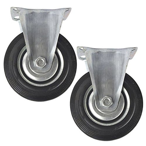 Image of 5" (125mm) Rubber Fixed Castor Wheels Trolley Furniture Caster (2 Pack) CST06