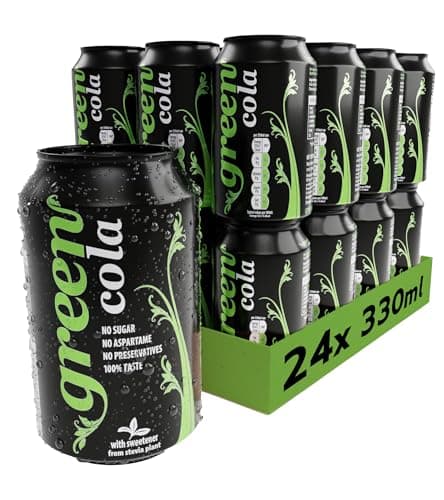 Image of Green Cola Zero Calorie Soft Drink – Sugar-Free Fizzy Drinks with Stevia & Natural Caffeine – No Aspartame, Low Calorie Cans of Pop 24 Pack (330ml x 24)