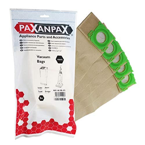 Image of Paxanpax VB475 Compatible Paper Vacuum Bags For Sebo X, C; Jeyes Sensor; Taski Stealth 1, Ensign SM1/2 Series (Pack of 5), Brown