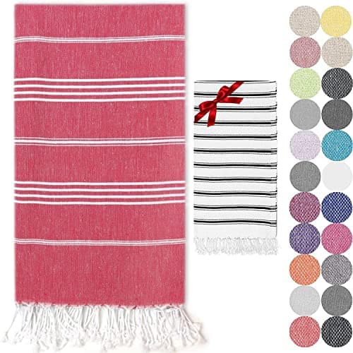 Image of The Lion Textile Turkish Cotton Bath Towel Set 90x180 cm – Lightweight, Quick Dry, Soft Peshtemal Hammam Towel for Beach, Spa, Gym & Travel (Red)