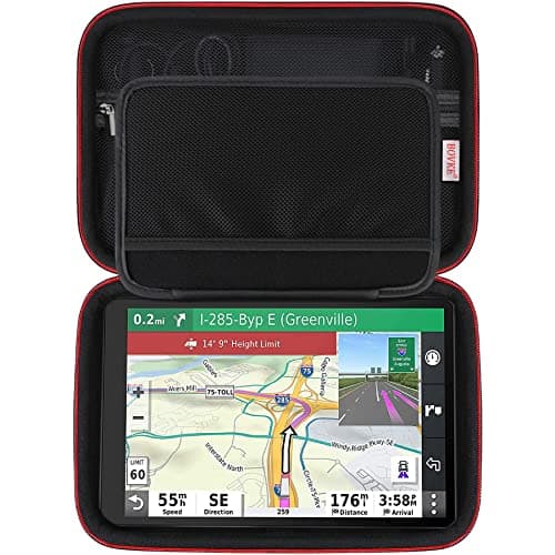 Image of BOVKE Hard GPS Case for 10-inch Garmin Dezl OTR1000/OTR1010/RV1090, Mesh Pocket for Car Charger and USB Cables, Black