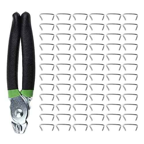 Image of The Lord of the Tools Hog Ring Pliers Hand Tool Stainless Steel Black with 300pcs Galvanized Sharp Tip Hog Rings fit for Auto & Furniture Uphoslstery Fences Pet Cages Car Cushions