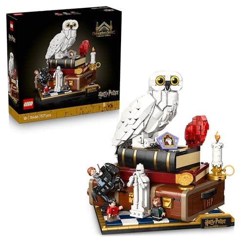 Image of LEGO Harry Potter Philosopher's Stone – Collectors' Edition - Room Decor DIY Model w/Miniature Movie Scenes - Hedwig Owl Figure, 3 Minifigures Idea for Adult Fans - 76466