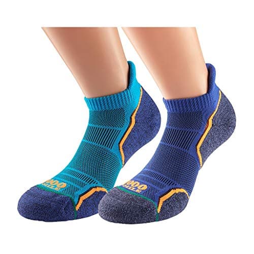 Image of 1000 Mile Running Sock Run Socklet Mens (Twin Pack) - Kingfisher/Navy (Medium)