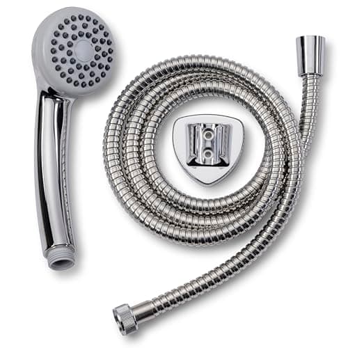 Image of Croydex Chrome Shower Head and Hose Set with Wall Bracket - 1.5m Shower Hose, Rub Clean Nozzles, Easy Installation, Ideal for All Shower Types, Complete Fixtures and Fittings Included