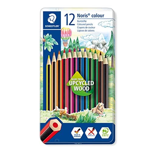 Image of STAEDTLER 185 M12 Noris Colour Colouring Pencils - 12 Assorted Colours (Tin of 12 Pencils)