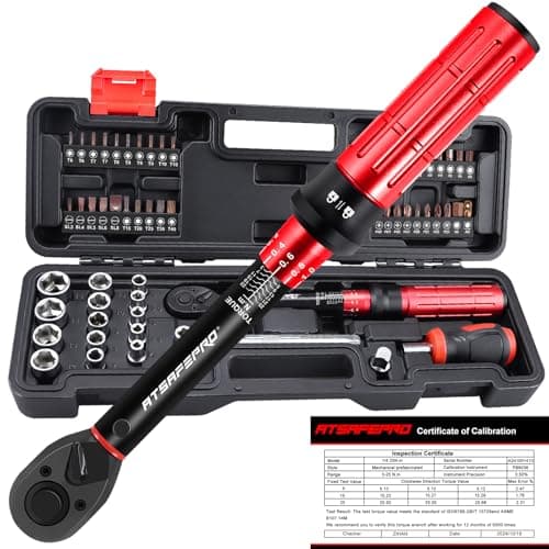 Image of ATsafepro Bike Torque Wrench Set 1/4 Inch,3-25Nm, 61 Piece Magnetic Ratchet Screwdriver Set,Small Torque Wrench with Bits and Extension Rod for Bicycle Maintenance, DIY
