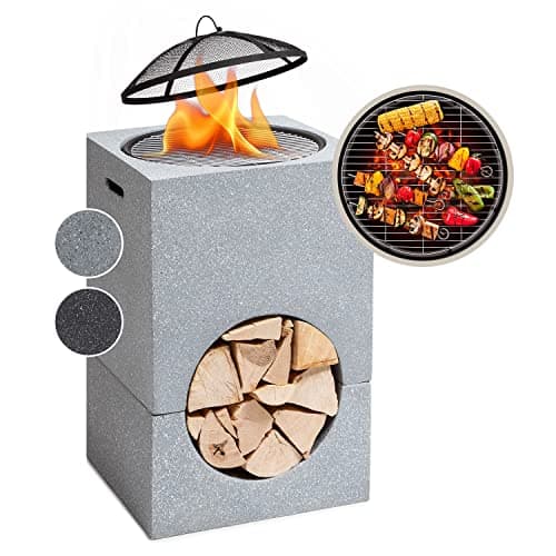 Image of Blumfeldt Fire Pit for Garden, Portable Fire Pit with BBQ Grill, Outdoor Travel Fire Bowl Grill Grate w/Spark Guard and Steel Bowl, BBQ Table Set for Camping & Patio, Log Wood Burner, 50 x 75 x 50 cm