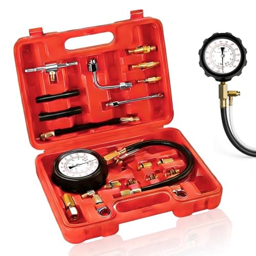 Image of Fuel Pressure Test Kit, Petrol Fuel Injection Pump Injector Pressure Tester Gauge Kit 0-140PSI/10Bar (Fuel Pressure Test Kit)