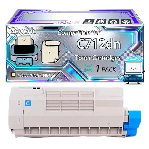 Image of C712dn Toner Cartridges Compatible for Okidata OKI C712DN C712N Printers, With Chip, 10000 Pages, Vibrant Colours (1 Pack Cyan)