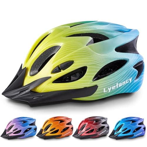 Image of Kids Bike Helmet, Lyefancy Kids Helmet for 3-14 Years Old Boys Girls, Children Adjustable Helmet 50-59cm for Bicycle Scooter Skating Cycling with Visor (Green)