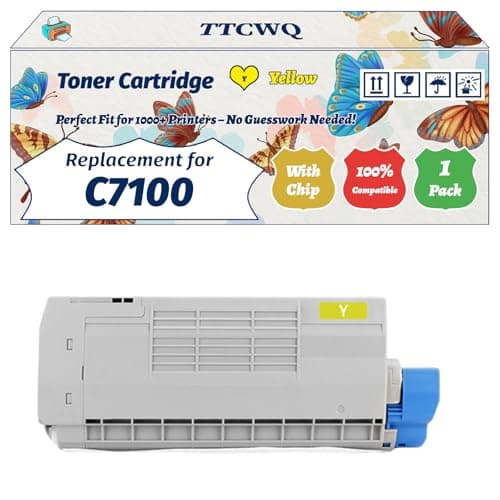 Image of Compatible for Okidata OKI C7100 Toner Cartridge Work for Okidata OKI C7100 C7300 C7350 C7500 Printers, with Chip, High Yield 10000 Pages, High-Definition Printing (1 Pack Yellow)