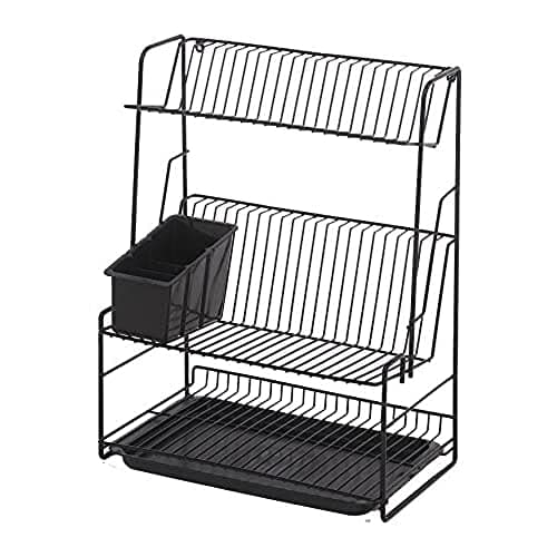 Image of Delfinware 2300BK Black 3 Tier Plate Rack Bla