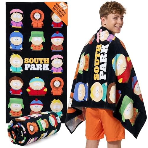 Image of South Park Beach Towel for Adults Teens Soft Absorbent Bath Shower Gym Swimming Towel 100% Cotton Stan Kyle Cartman Kenny Holiday Essentials 140x70cm