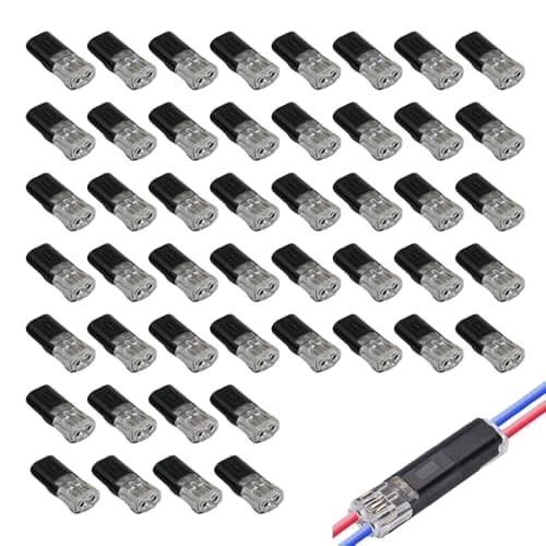 Image of 50 Pcs 2-Pin Waterproof Automotive Wire Connectors, 12V Cable Connectors, Double Wire Lock-Grip Connectors, Push Fit Electrical Connectors for 18-22 AWG Speaker Wire and Automotive Wiring