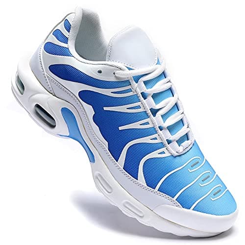Image of Men's Trainers Air Cushion Running Shoes Athletic Sport Tennis Sneakers Gym Jogging Fitness Walking Casual Shoes White Blue